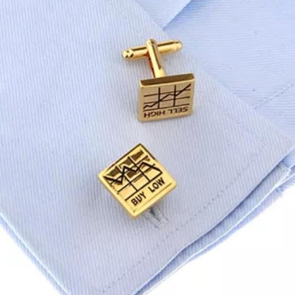 Stock Market Stainless Steel Cuff Links - Picture 2 of 7